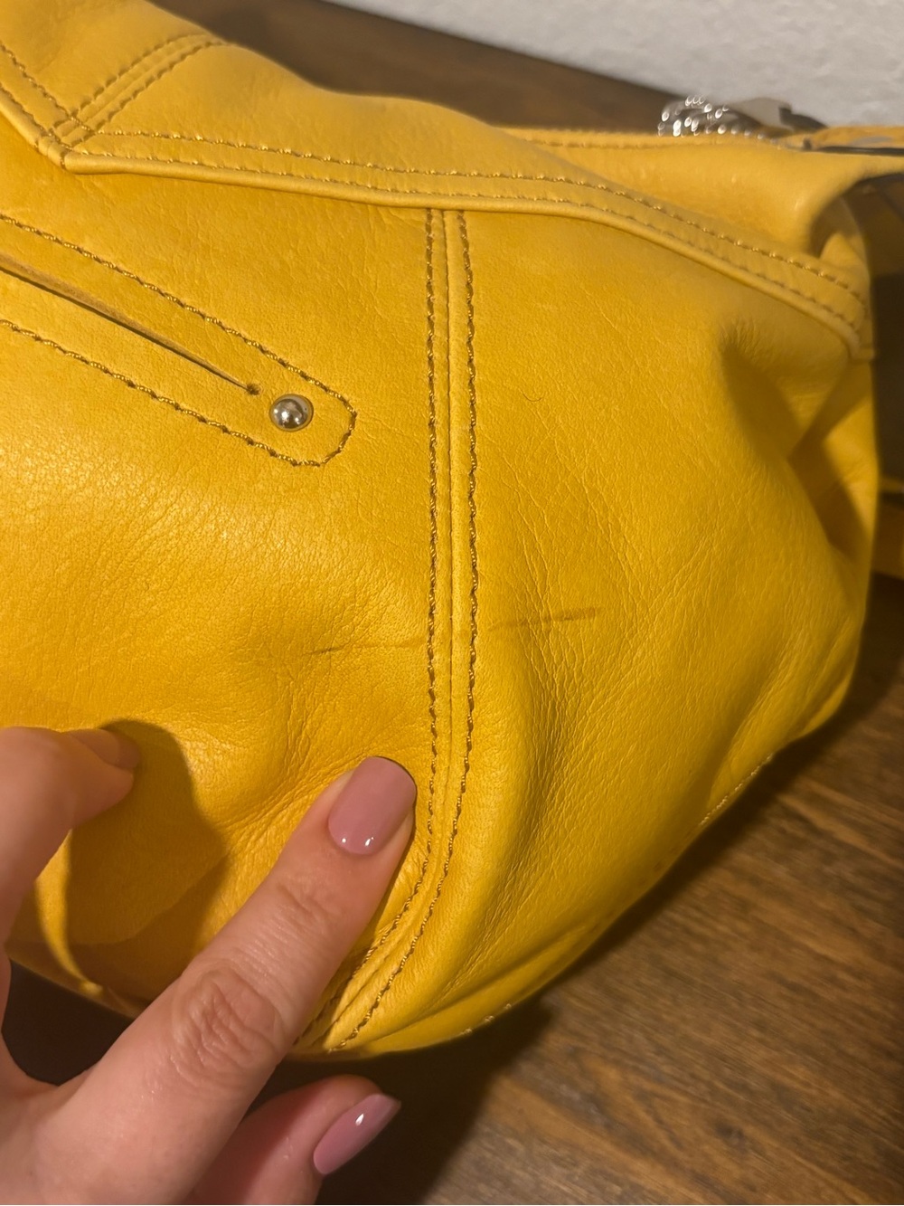 b. makowsky Yellow Leather Studded Fringe Crossbody Bag - Picture 6 of 10